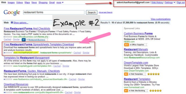 restaurant forms on Google #2
