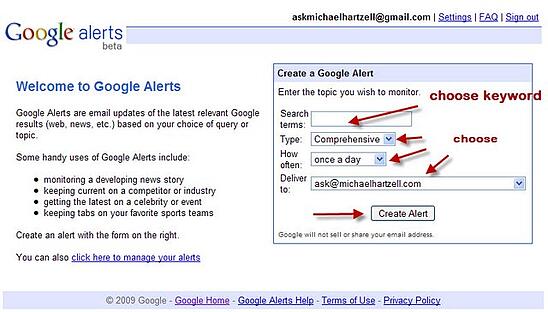 how to google alert for restaurant news