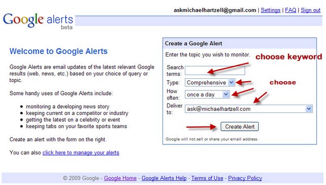 how to google alert for restaurant news