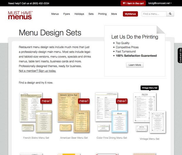 Complete Menu Sets on MustHaveMenus