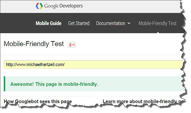 google mobile friendly test